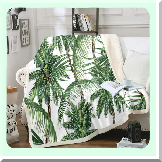 Tropical Fleece Throw Blanket with Hawaii Beach Theme