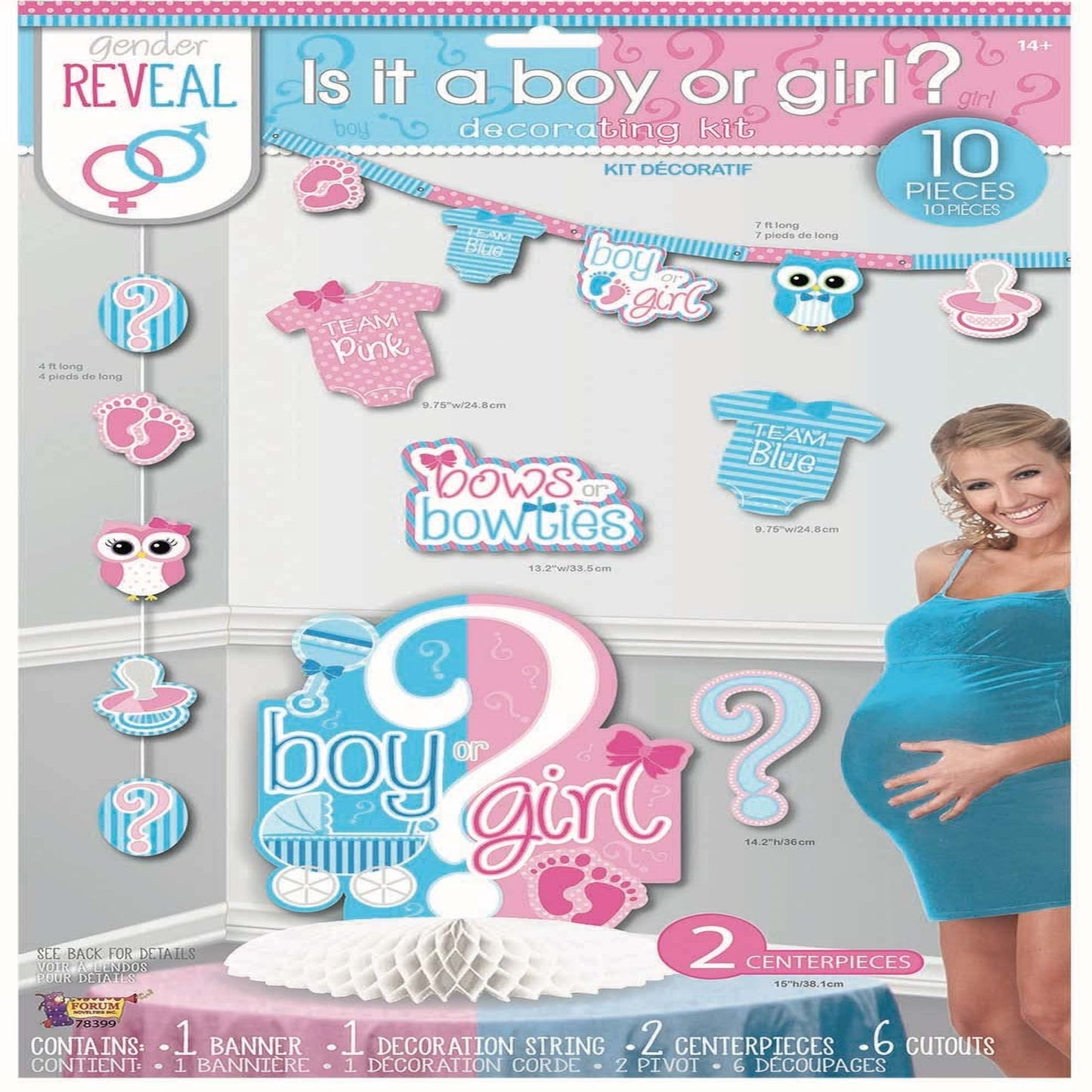 Gender Reveal Party Decorating Kit with Banner and Centerpieces