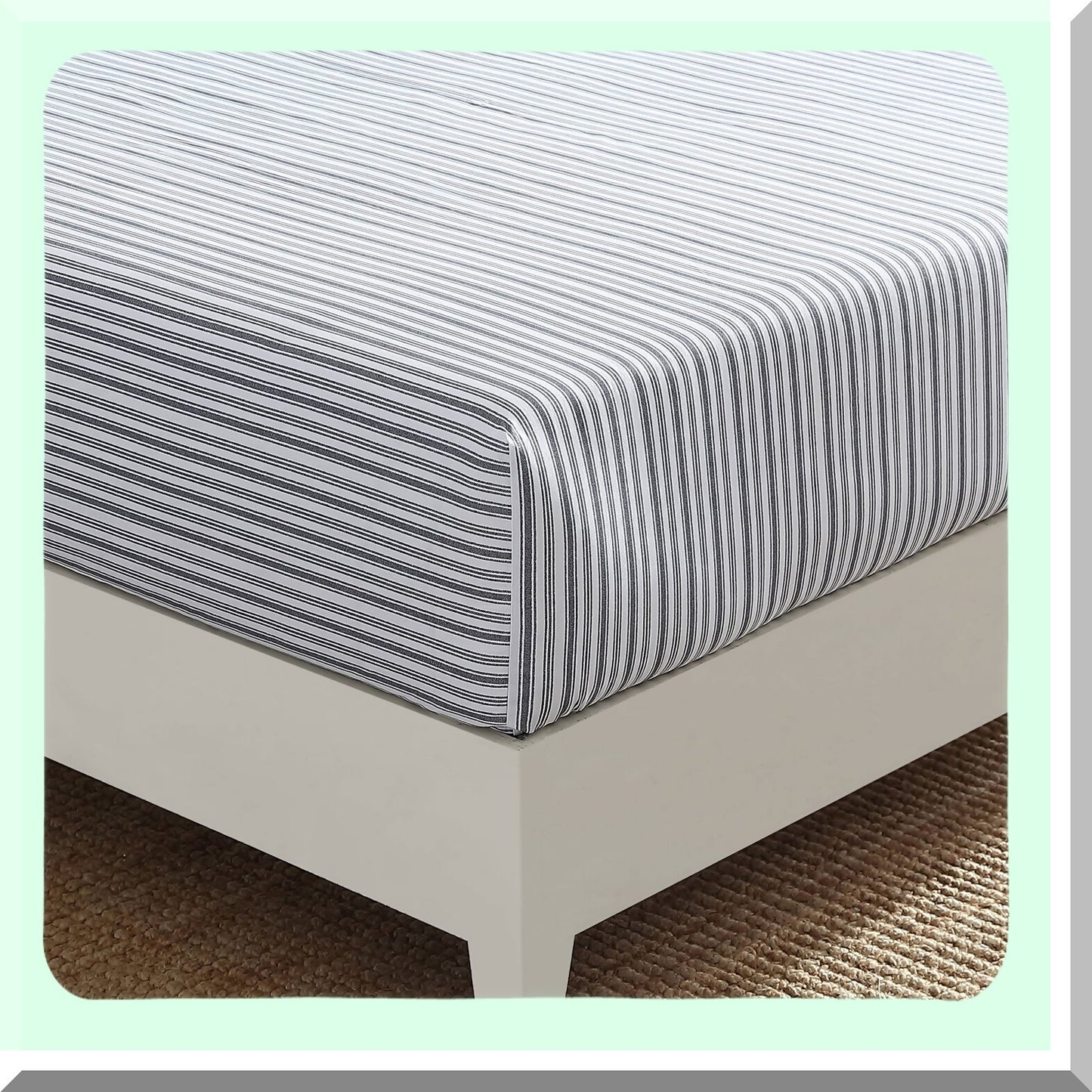 Cool Percale Charcoal Stripe Fitted Sheet - Crisp Cotton Bedding for Casual Home Decor