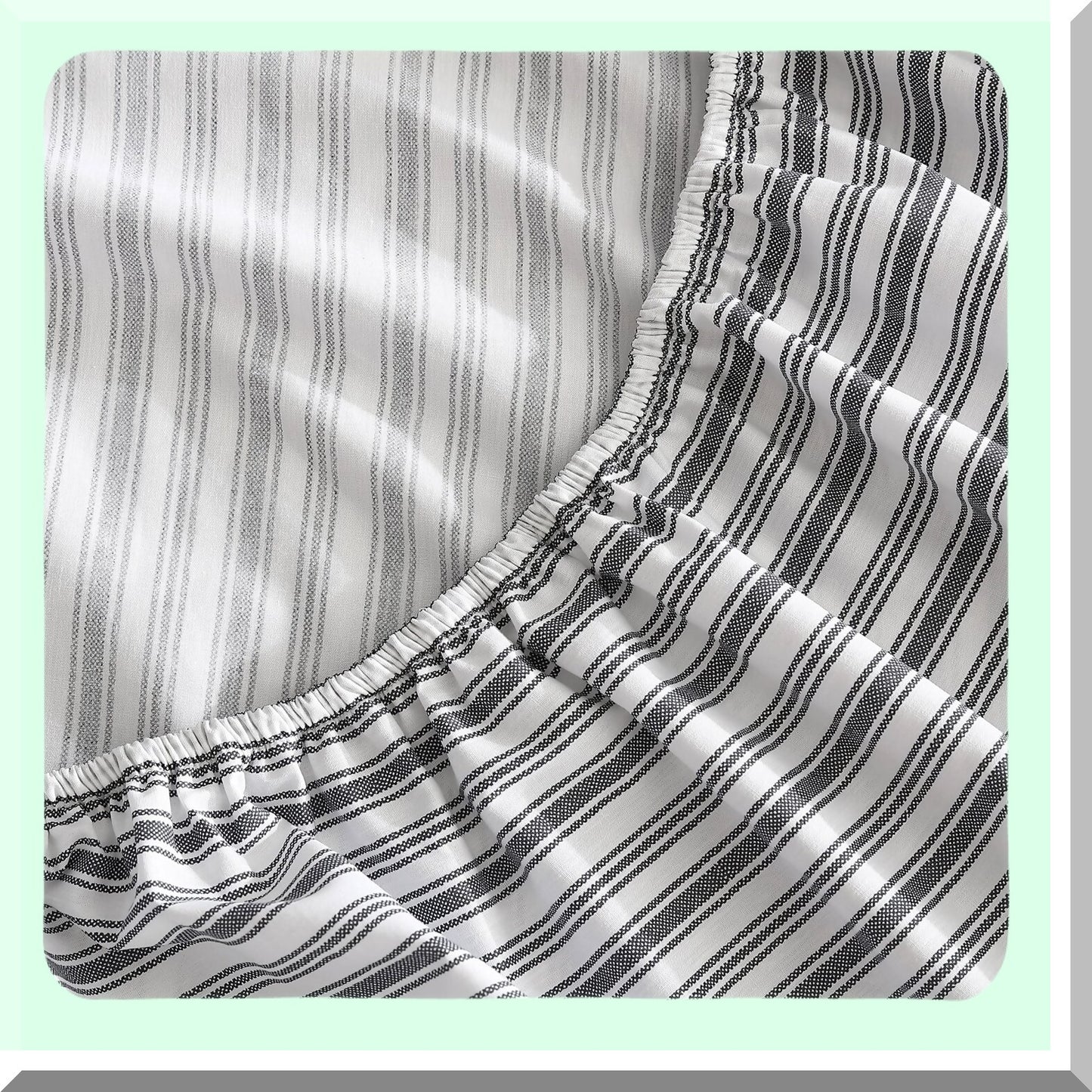 Cool Percale Charcoal Stripe Fitted Sheet - Crisp Cotton Bedding for Casual Home Decor
