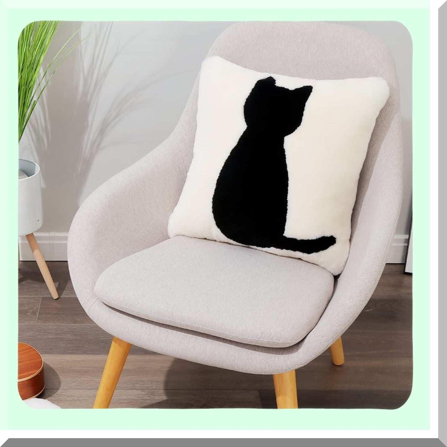 Plush Fleece Black Cat Pillowcase - Soft Luxury Decorative Cushion Cover for Throw Pillows - 18" x 18" Inch - Cozy Home Decor Accent Piece