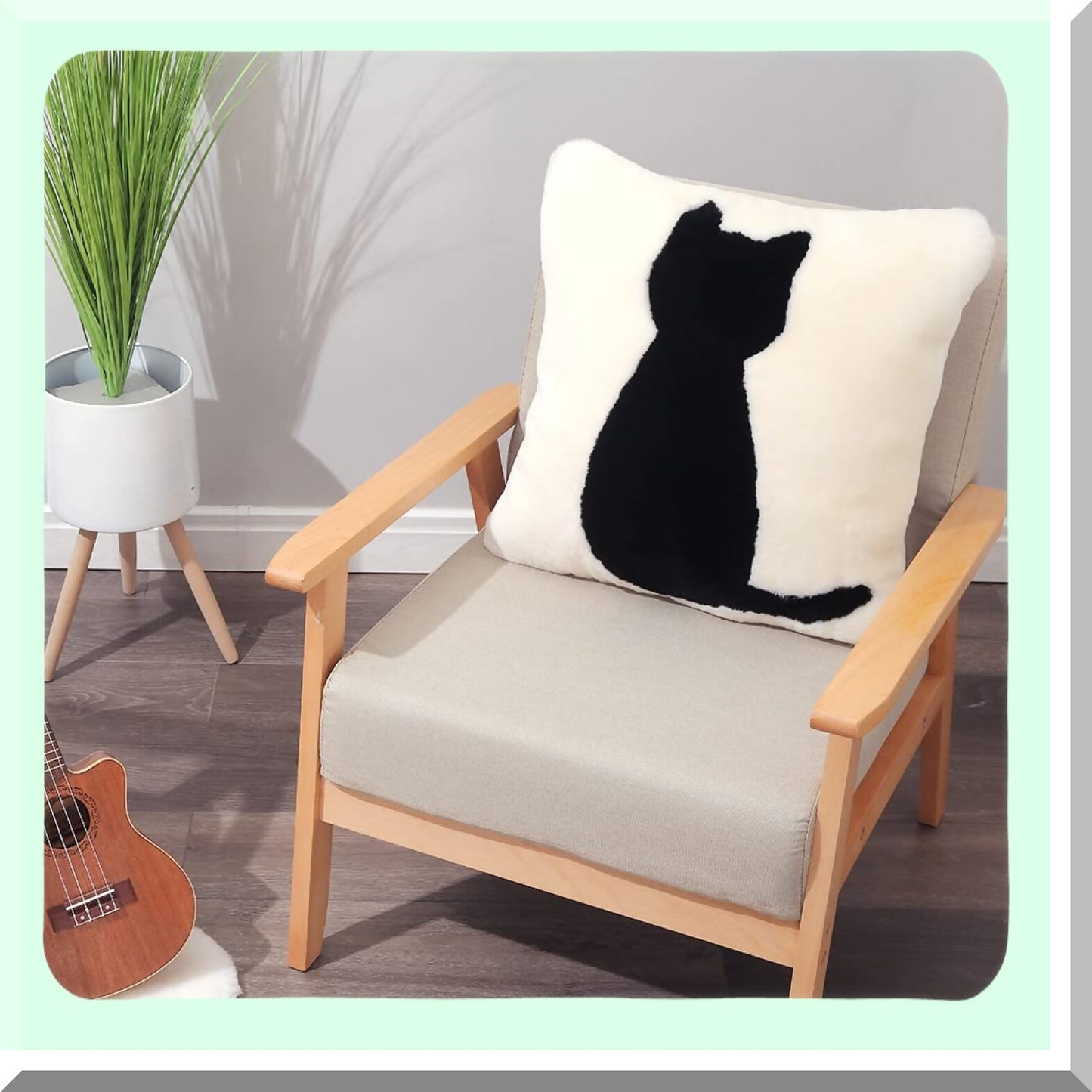 Plush Fleece Black Cat Pillowcase - Soft Luxury Decorative Cushion Cover for Throw Pillows - 18" x 18" Inch - Cozy Home Decor Accent Piece