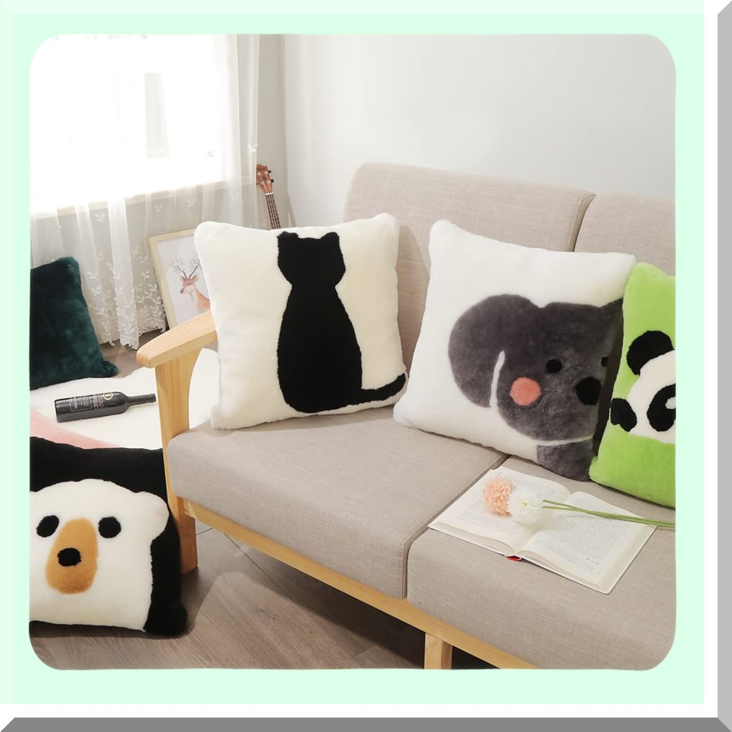 Plush Fleece Black Cat Pillowcase - Soft Luxury Decorative Cushion Cover for Throw Pillows - 18" x 18" Inch - Cozy Home Decor Accent Piece