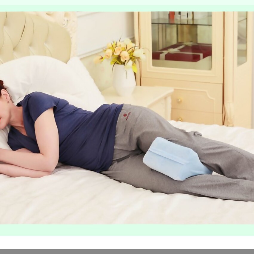 OrthoRelax Memory Foam Contour Wedge Pillow - Pain Relief for Side Sleepers, Back, Leg, Knee, Sciatic Nerve - Blue, 9.5x7.5x5.9, 1pc