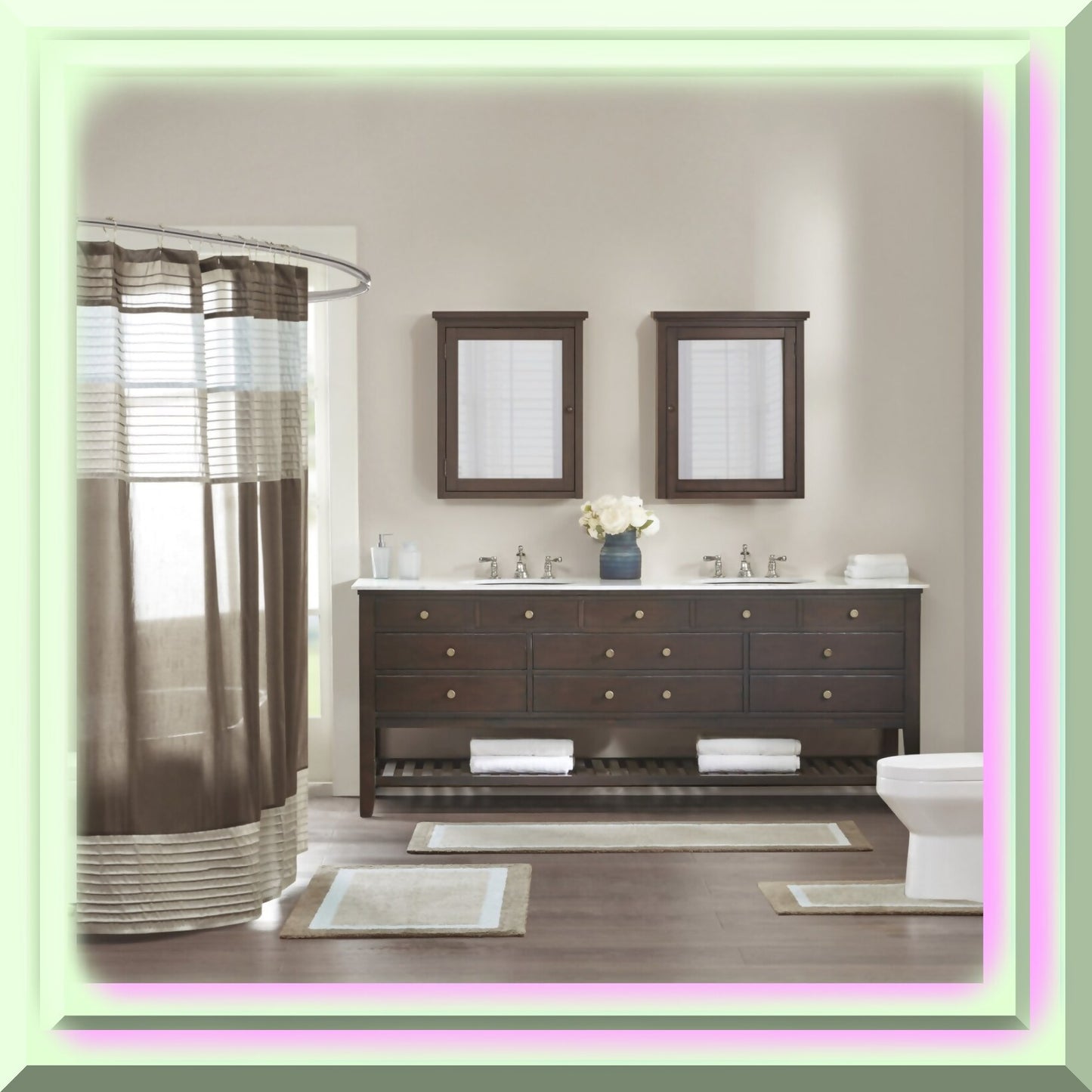 Amherst 24x60 Cotton Tufted Bathroom Rug Brown/Blue