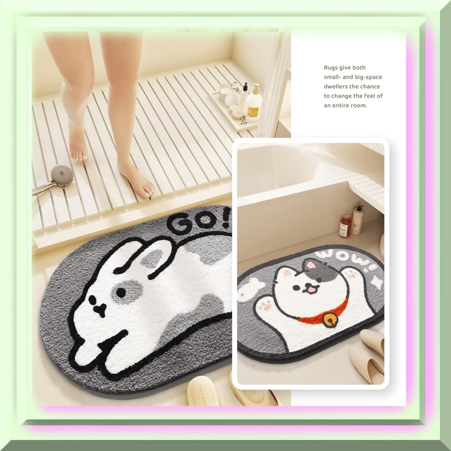 Cute Animal Bath Mat 16"x24" Microfiber Non-Slip