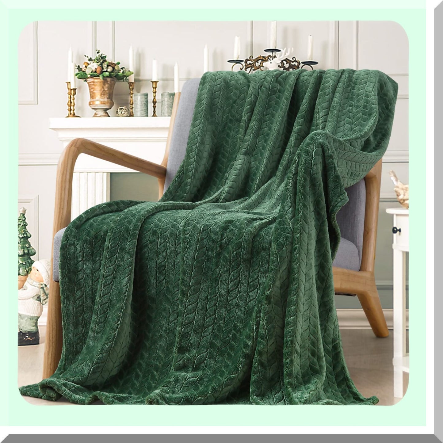UltraSoft Cozy Fleece Throw - Super Soft Flannel Blanket for Adults, Lightweight & Washable, Perfect for Couch, Sofa, Bed, Office, All-Season Warmth, 50"x60", Green"