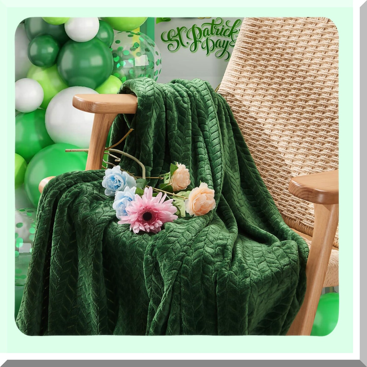 UltraSoft Cozy Fleece Throw - Super Soft Flannel Blanket for Adults, Lightweight & Washable, Perfect for Couch, Sofa, Bed, Office, All-Season Warmth, 50"x60", Green"