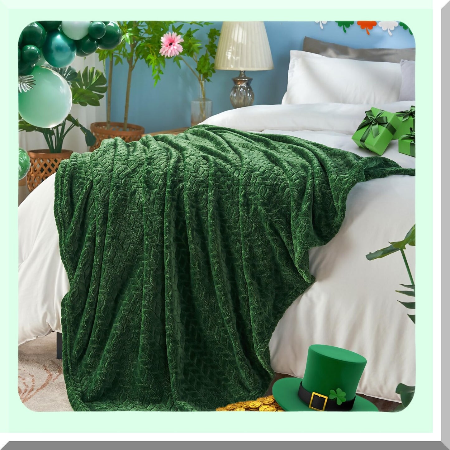 UltraSoft Cozy Fleece Throw - Super Soft Flannel Blanket for Adults, Lightweight & Washable, Perfect for Couch, Sofa, Bed, Office, All-Season Warmth, 50"x60", Green"