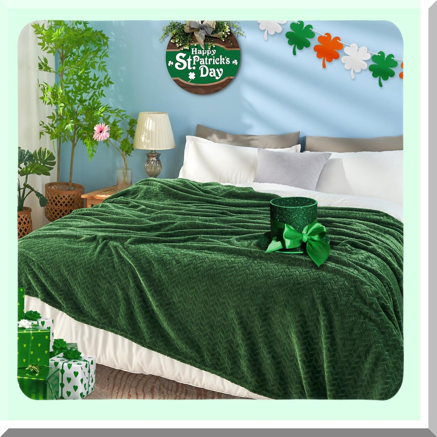 UltraSoft Cozy Fleece Throw - Super Soft Flannel Blanket for Adults, Lightweight & Washable, Perfect for Couch, Sofa, Bed, Office, All-Season Warmth, 50"x60", Green"