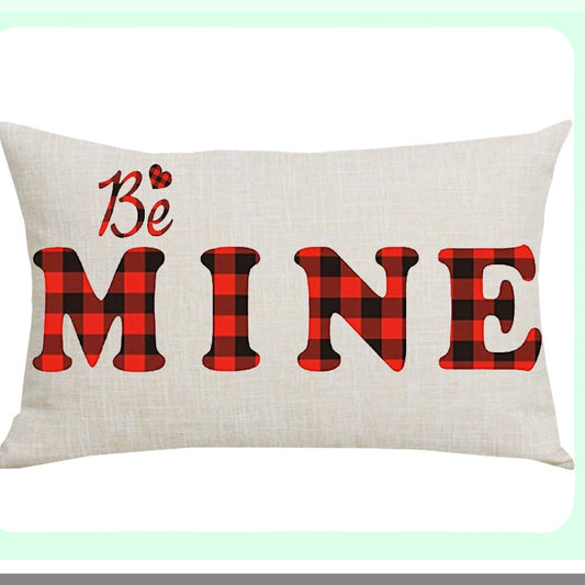 Valentine's Day Plaid Love Pillowcase Compatible with Home Sofa Bed