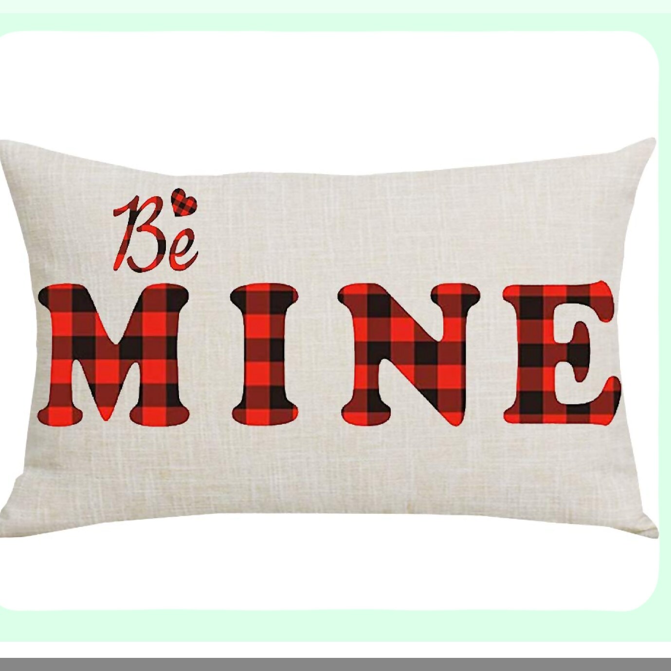 Valentine's Day Plaid Love Pillowcase - Red Black Word Art Decorative Throw Pillow Cover for Home Sofa Chair Bed - Cotton Linen Lumbar Case 12x20"