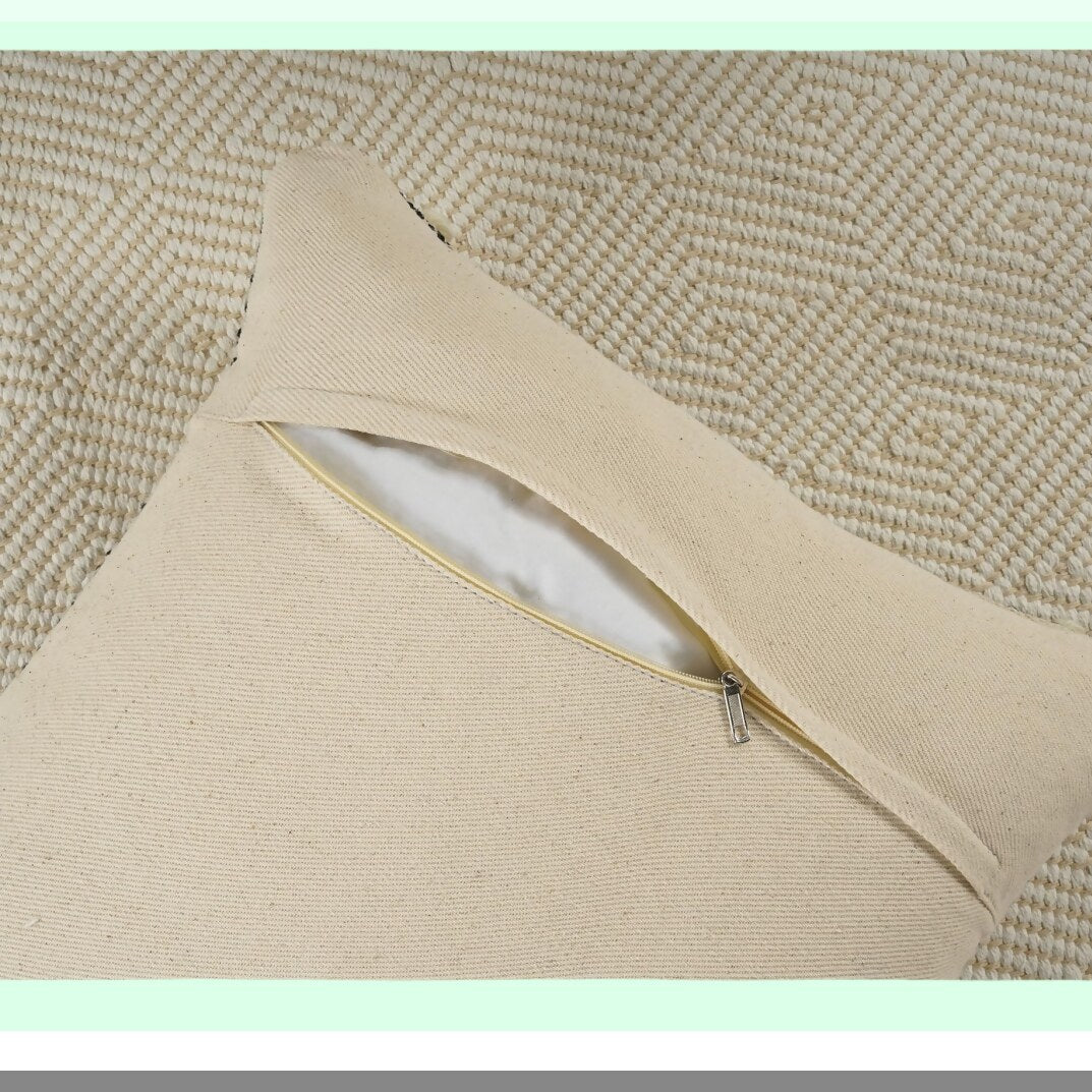 Boho Chic Tufted Cotton Pillow Covers - Set of 2 Decorative Handwoven Cushion Cases for Living Room, Bedroom, Sofa - Farmhouse Home Decor - Cream 18x18 inch