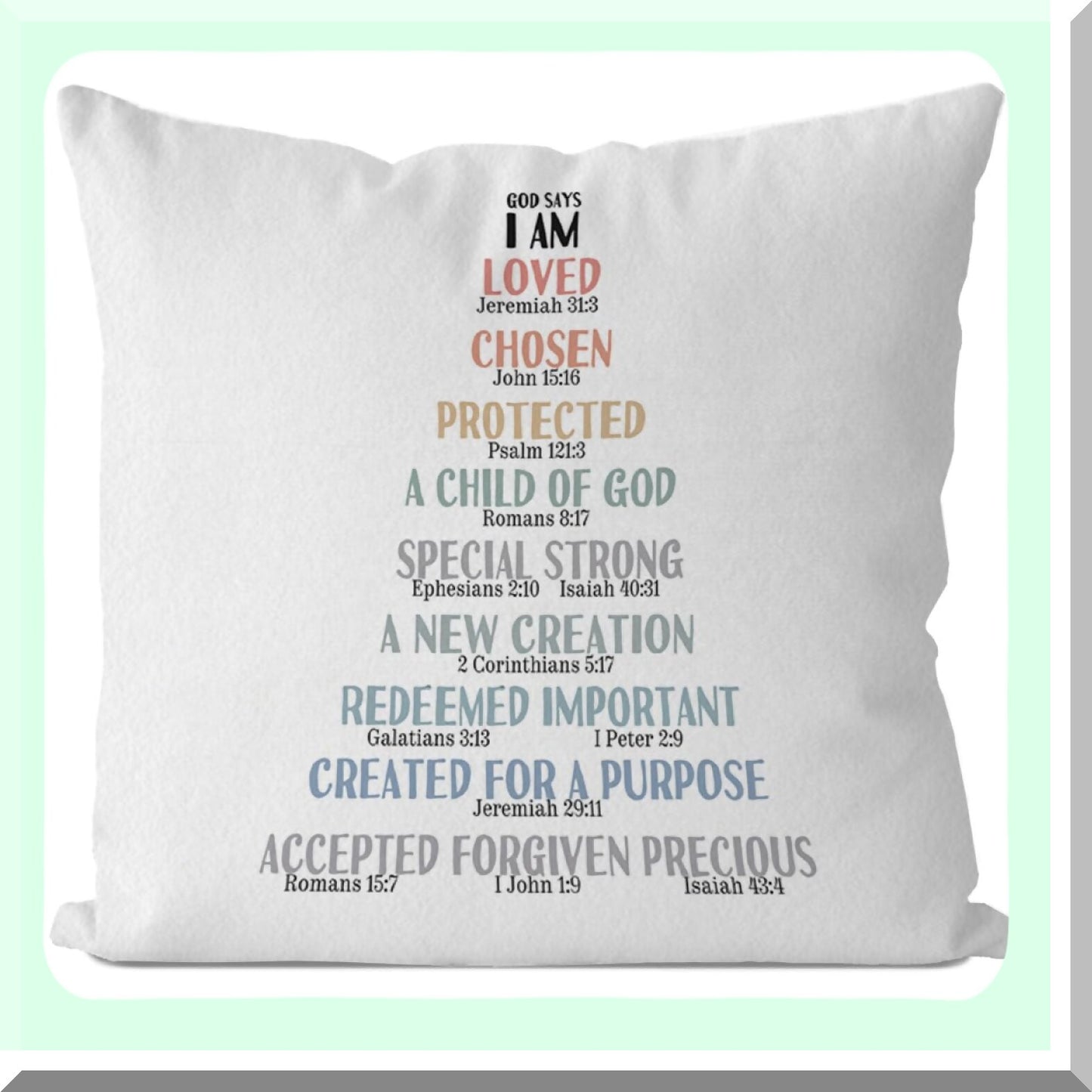 Divine Love Pillow - Inspirational Christian Gifts for Kids - God's Word Pillow Covers 18x18 - I Am Loved Throw Pillow Covers - Clroom Bible Verse Decor