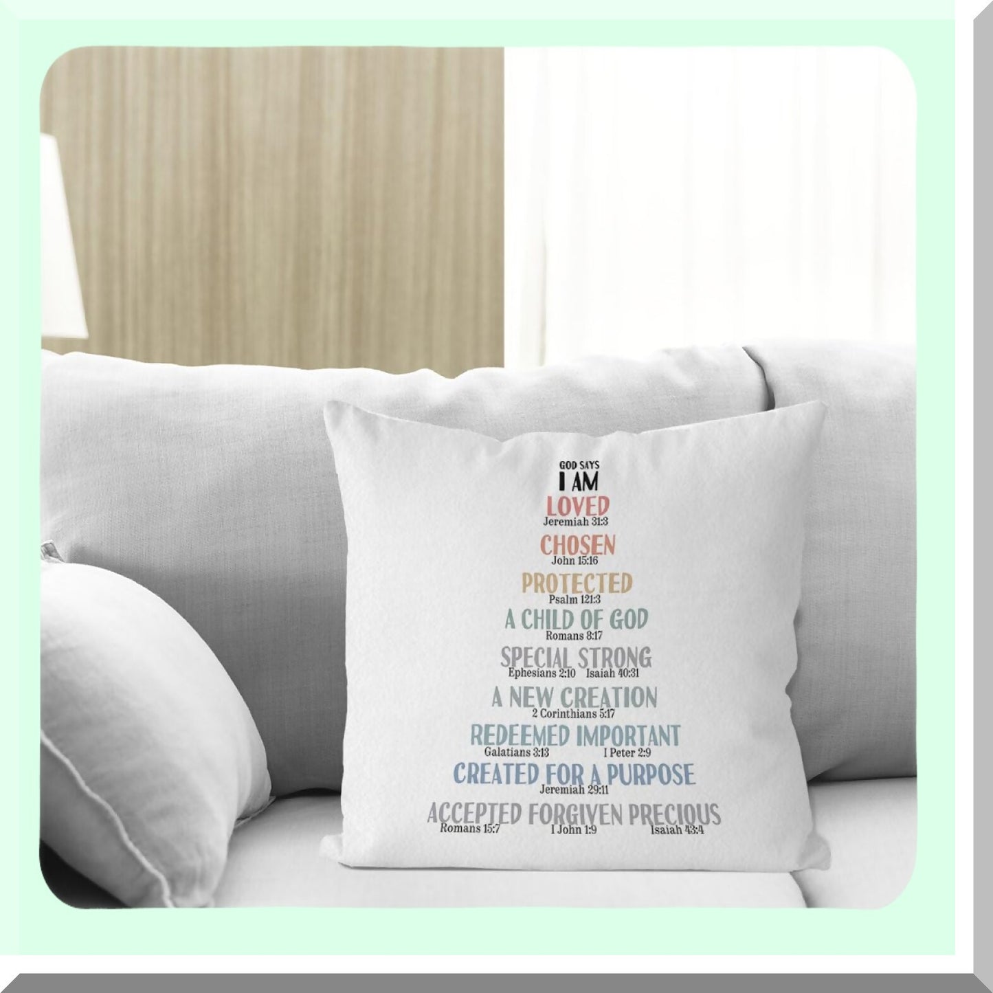Divine Love Pillow - Inspirational Christian Gifts for Kids - God's Word Pillow Covers 18x18 - I Am Loved Throw Pillow Covers - Clroom Bible Verse Decor