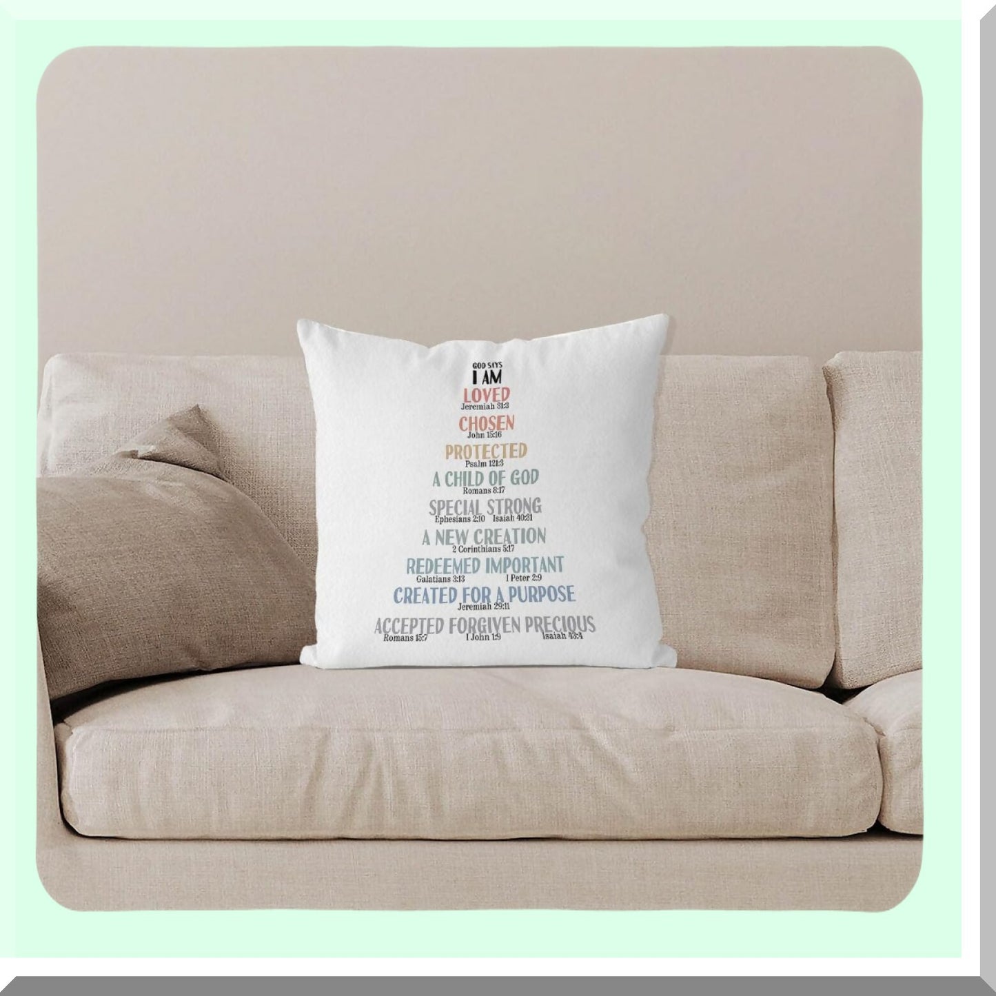 Divine Love Pillow - Inspirational Christian Gifts for Kids - God's Word Pillow Covers 18x18 - I Am Loved Throw Pillow Covers - Clroom Bible Verse Decor