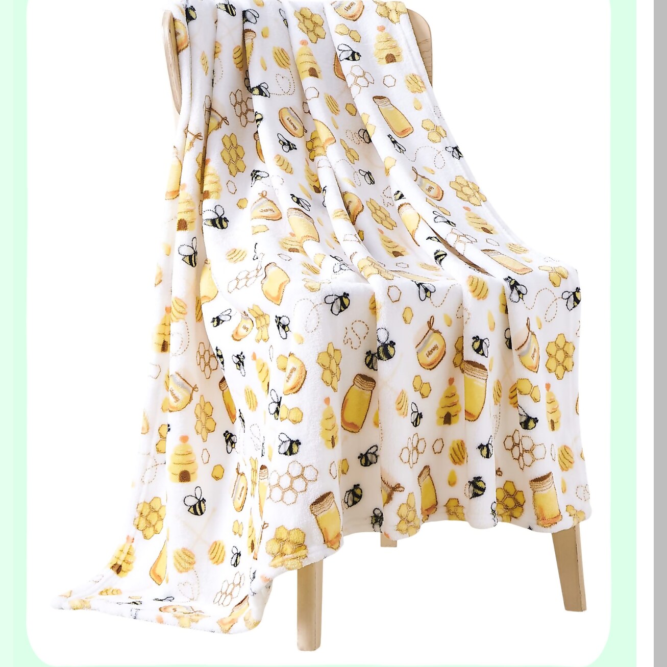 Bee Bliss Throw Blanket: Cozy Honeycomb Plush for Sofa, Couch, Chair, Bed, Dorm, or Travel