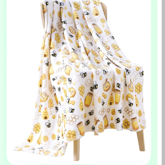 Bee Bliss Throw Blanket for Sofa, Couch, Chair, Bed, Dorm, Travel
