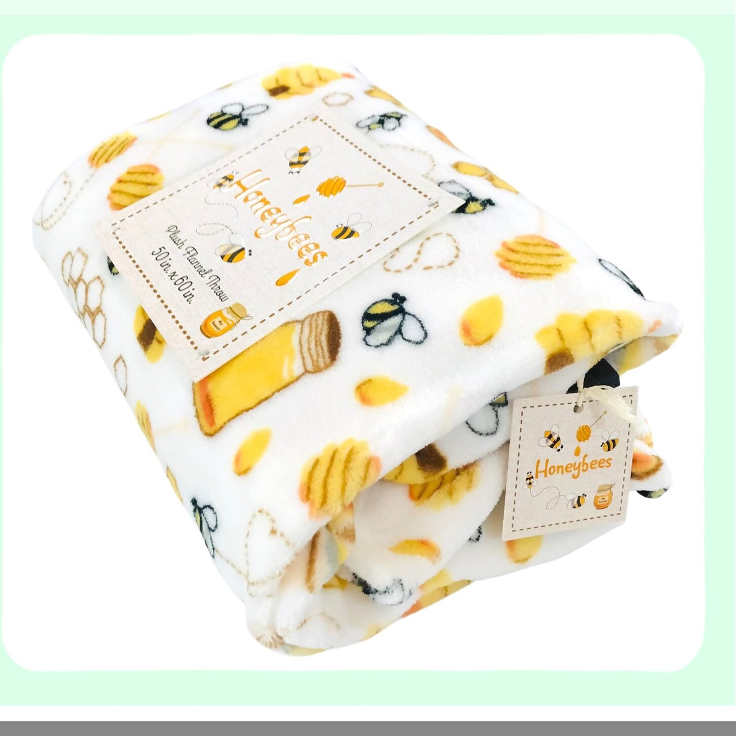 Bee Bliss Throw Blanket: Cozy Honeycomb Plush for Sofa, Couch, Chair, Bed, Dorm, or Travel