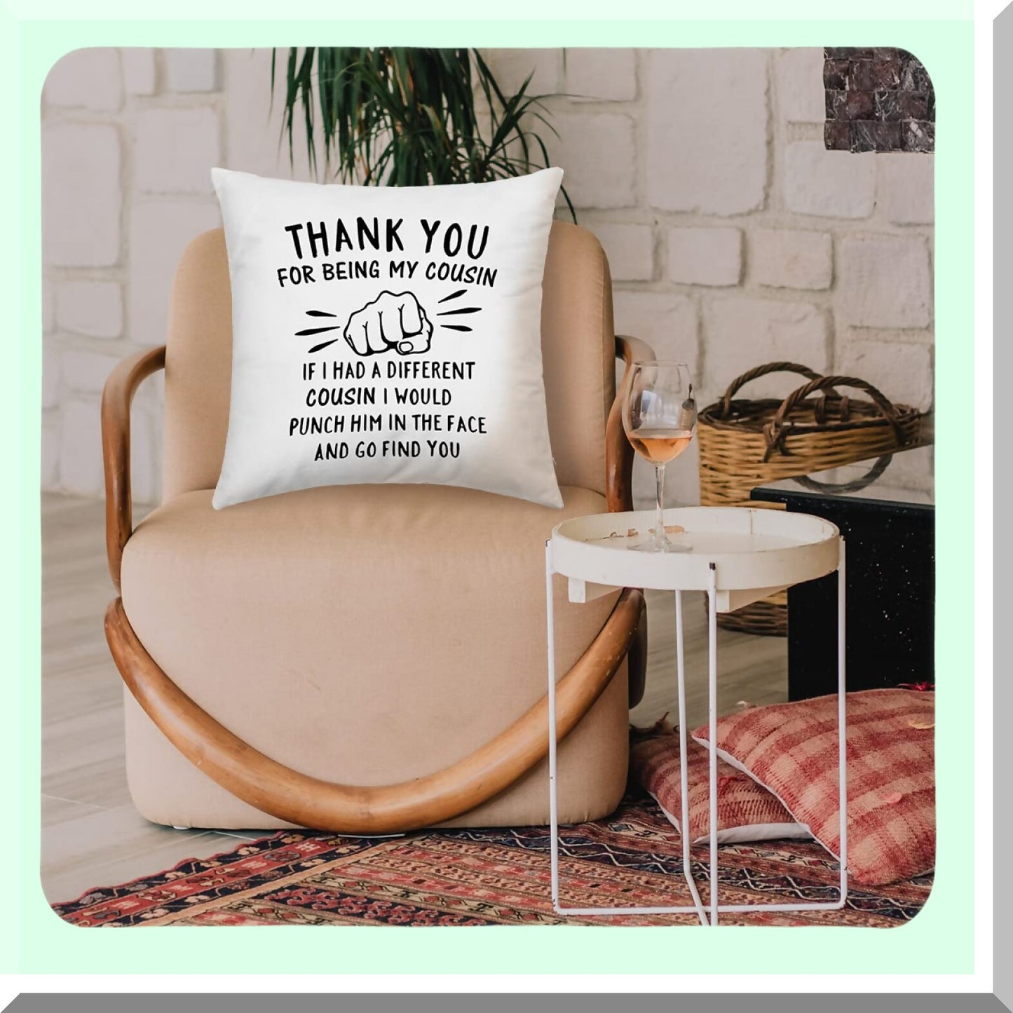Family Love Inspirations Pillow Covers - 18x18 Decorative Cushion Cases with Motivational Sayings - Birthday Gifts for Cousin - Thank You Cousin Pillow Case