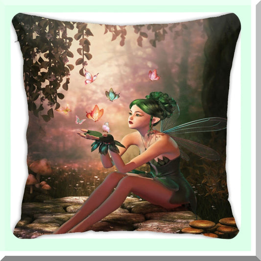 Fairy Wings Green Butterfly Pillowcase for Sofa, Bedroom