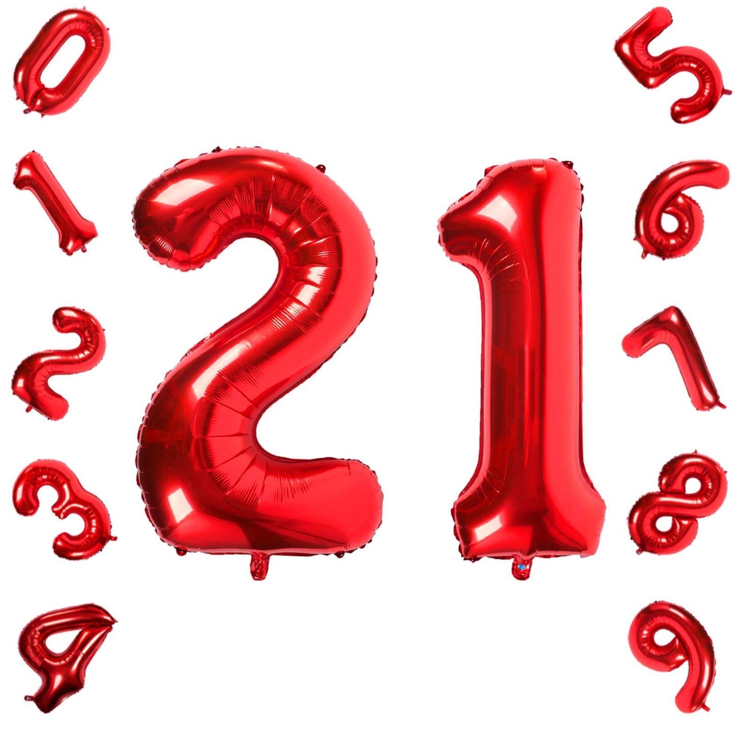 Red Number 21 Balloons for Birthday Party Decorations