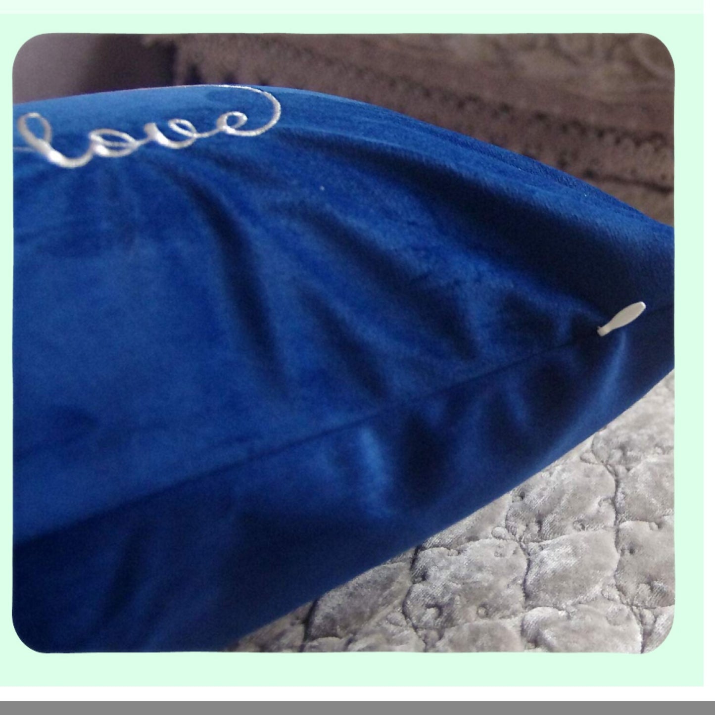 Navy Blue Love Embroidered Lumbar Pillow Cover - Infinity Decorative Throw Pillowcase 12x20 Inches - Home Decor Accent - Cover Only