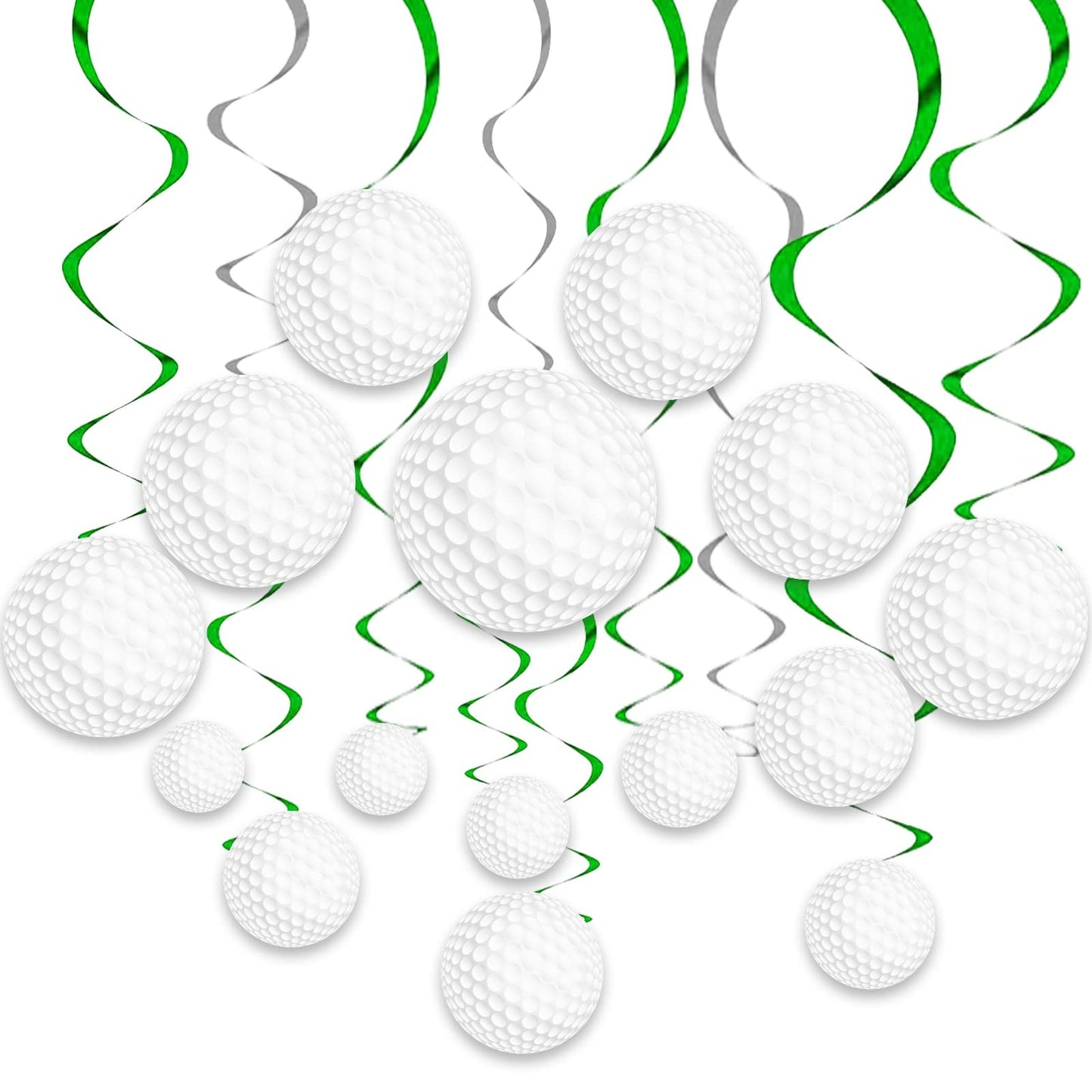 Golf Swirls Party Pack - 48pc Golf Theme Decorations for Boys, Kids, Men. Includes Hanging Swirls, Cutouts, Streamers, Spirals for Birthday Celebrations.