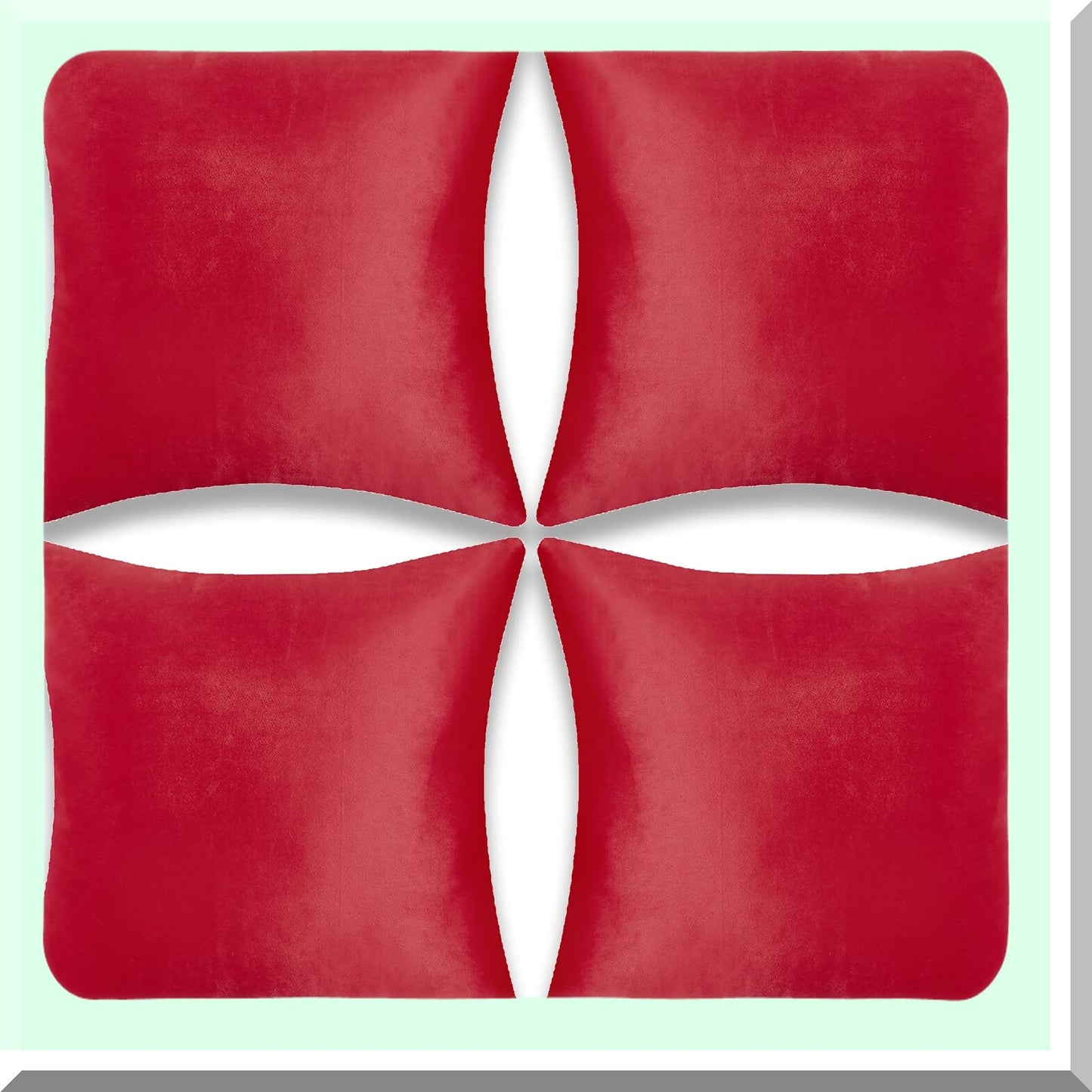 Luxury Velvet Red Pillow Covers - Set of 4 Decorative Cushion Cases for Sofa, Bedroom, Car - Soft 18x18 Inch Square Throw Pillowcases