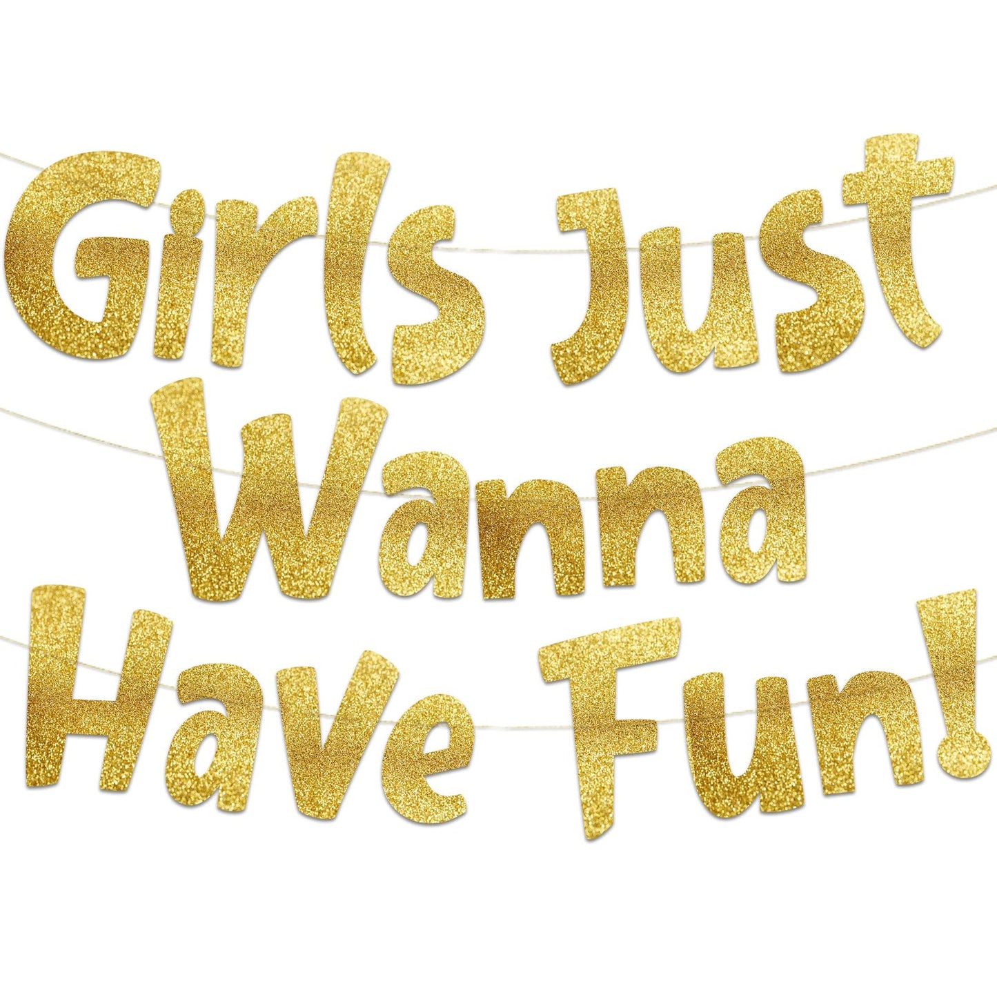 Neon Gold Glitter Fun Banner - Bachelorette & Birthday Party Decorations, Supplies, Favors - Girls Night Out Slumber Pajama Party Gifts