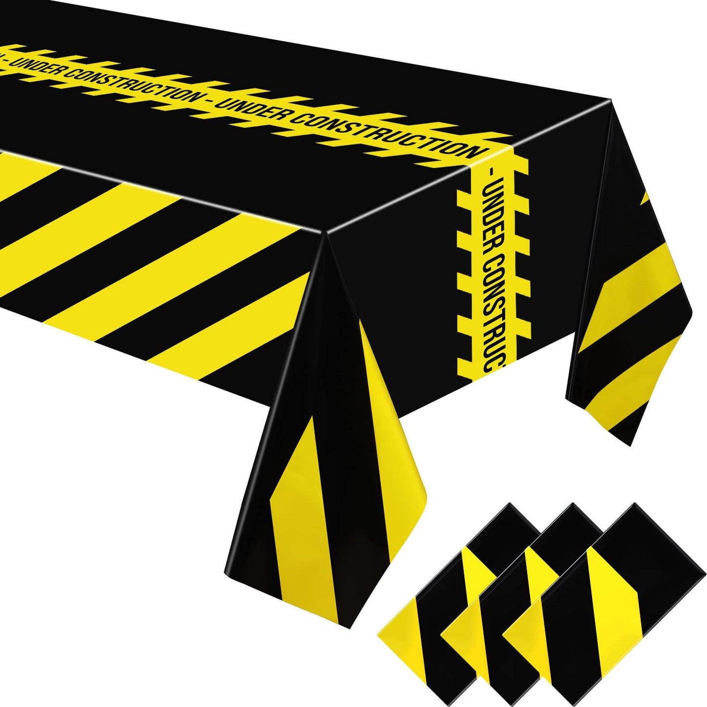 Racing Car Theme Tablecloth Set - Black Racetrack Party Tablecover Kit for Kids Birthday Party Decorations - Plastic Runner & Cover Kit
