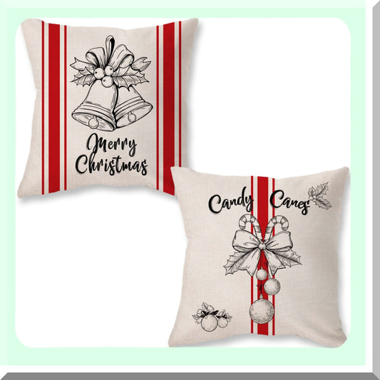 Set of 2 Rustic Farmhouse Pillow Covers 18x18 for Indoor/Outdoor Decor