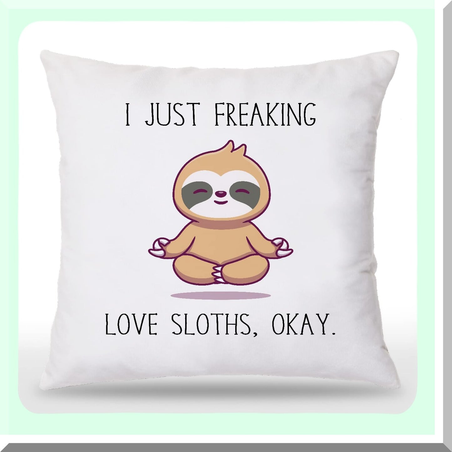 Sloth Love Yoga Funny Throw Pillow - 18x18 Inches - Bedroom Living Room Decor - Girls Women Gifts - Sloth Lovers - Cute Home Accessories