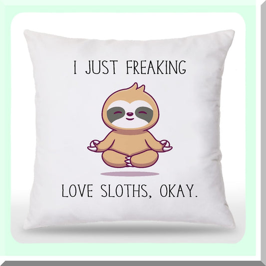Sloth Love Yoga Throw Pillow 18x18 Inches