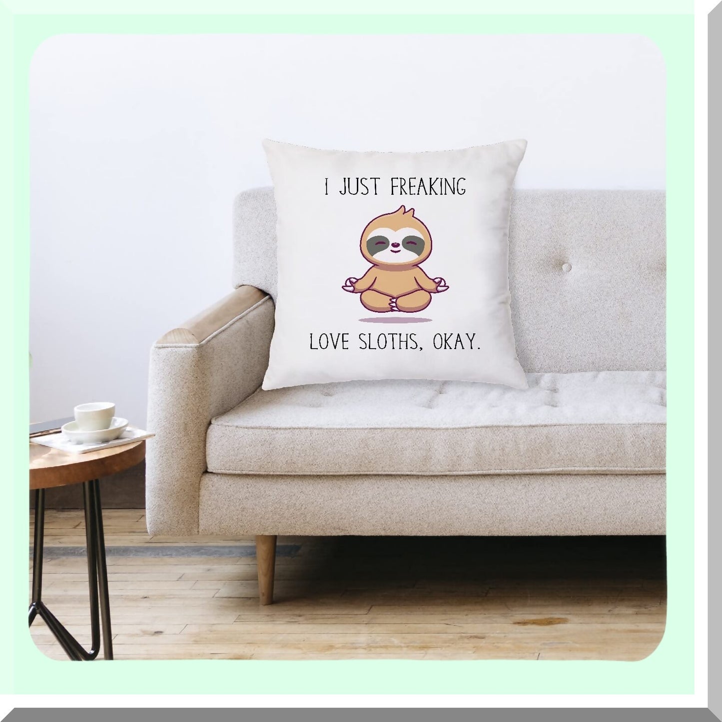Sloth Love Yoga Funny Throw Pillow - 18x18 Inches - Bedroom Living Room Decor - Girls Women Gifts - Sloth Lovers - Cute Home Accessories
