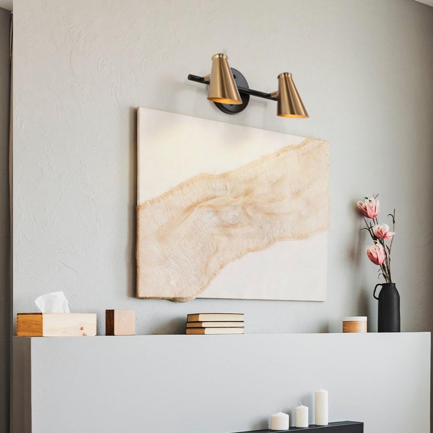 Black and Gold 2-Light Vanity Wall Lights