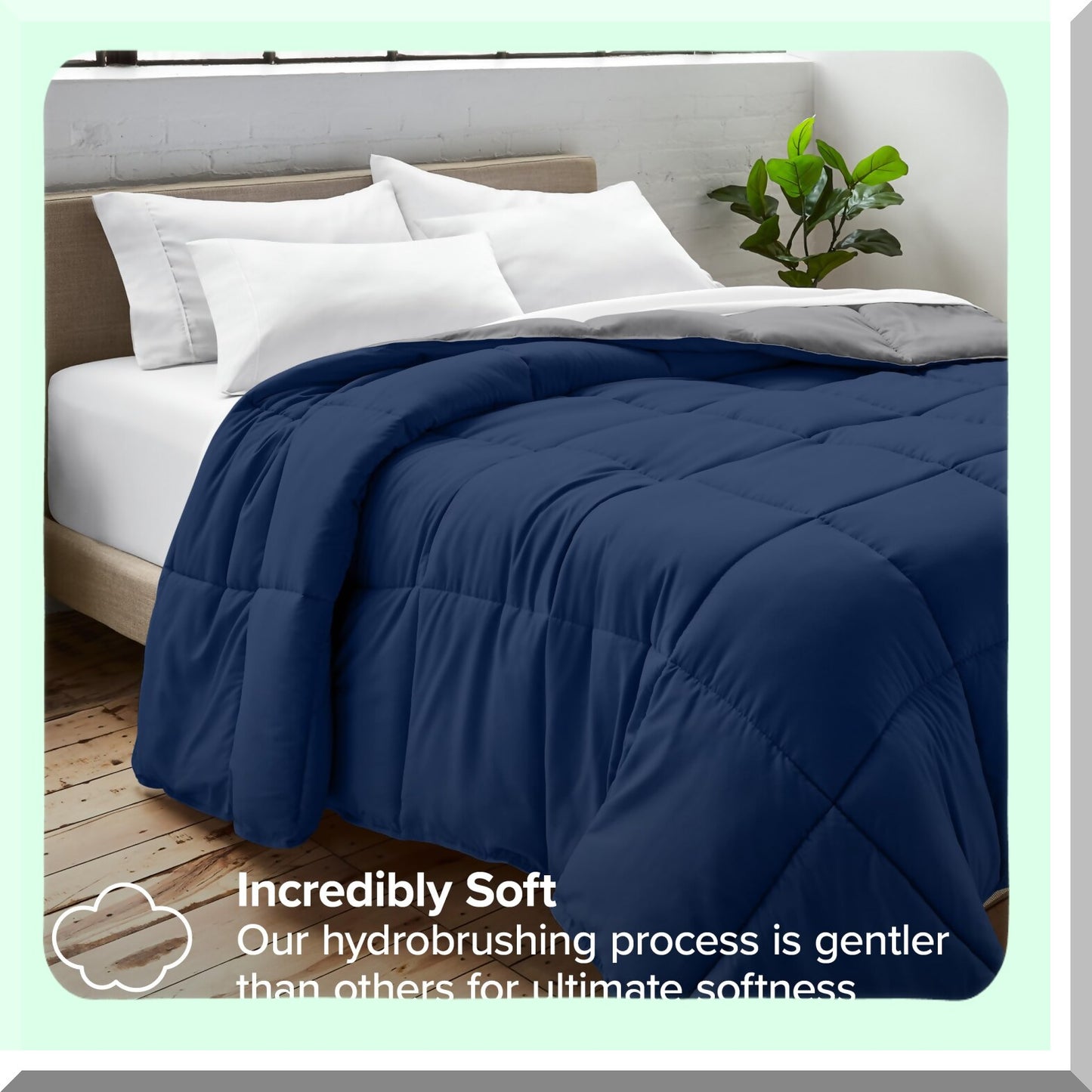 UltraSoft Down Alternative Reversible Comforter - All Season Warmth - Premium 1800 Series - Full Size - Dark Blue/Grey - Bedding Comforter