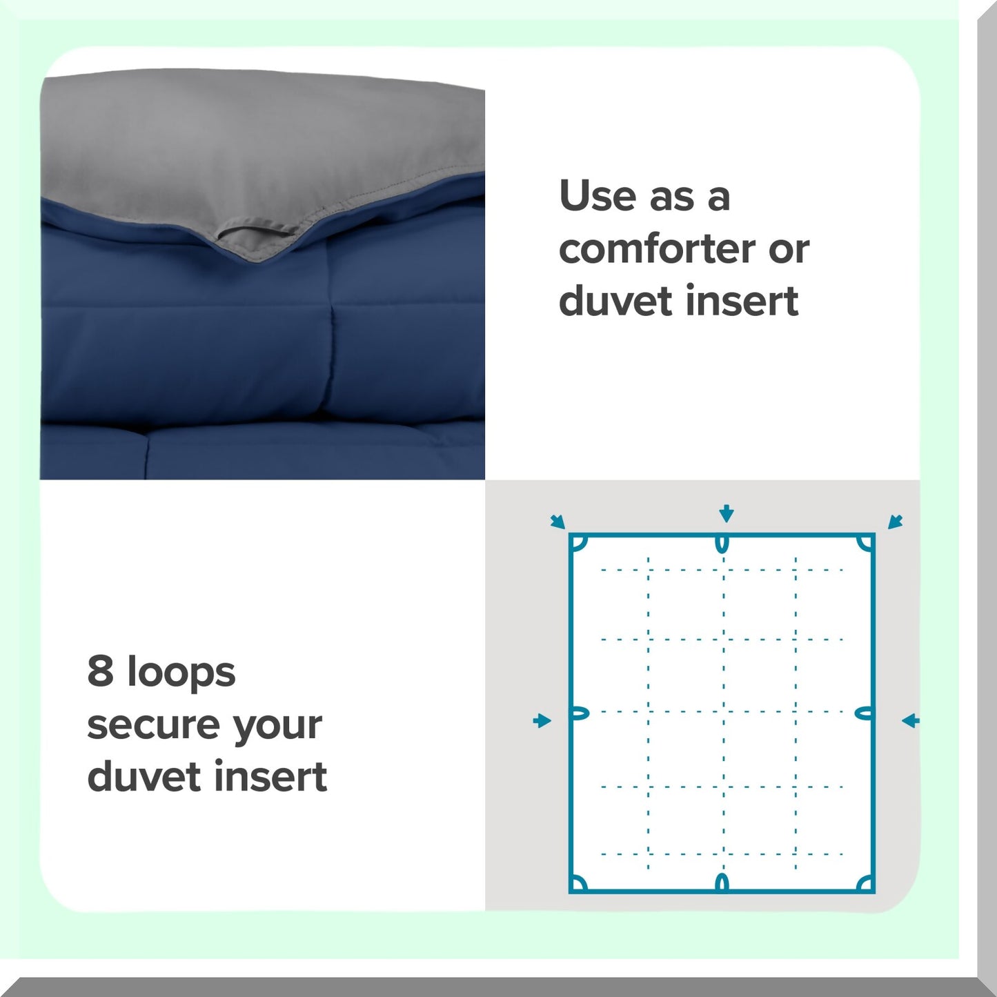 UltraSoft Down Alternative Reversible Comforter - All Season Warmth - Premium 1800 Series - Full Size - Dark Blue/Grey - Bedding Comforter