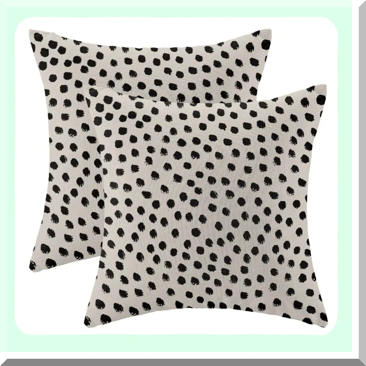 Boho Chic Polka Dot Pillow Covers - Set of 2 18x18 Modern Black Cream Decorative Linen Cushion Cases for Home & Office. Add a touch of style to your decor!