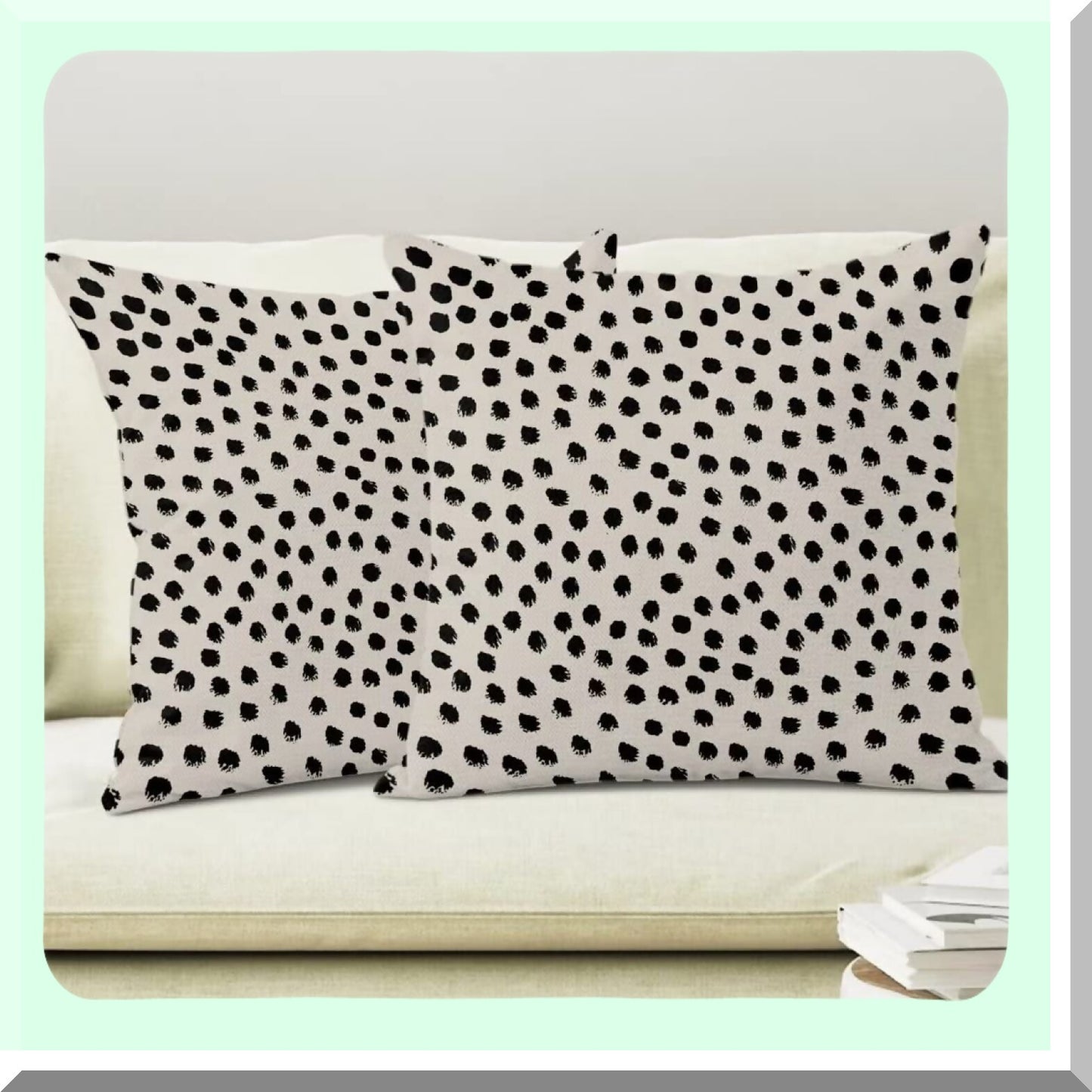 Boho Chic Polka Dot Pillow Covers - Set of 2 18x18 Modern Black Cream Decorative Linen Cushion Cases for Home & Office. Add a touch of style to your decor!