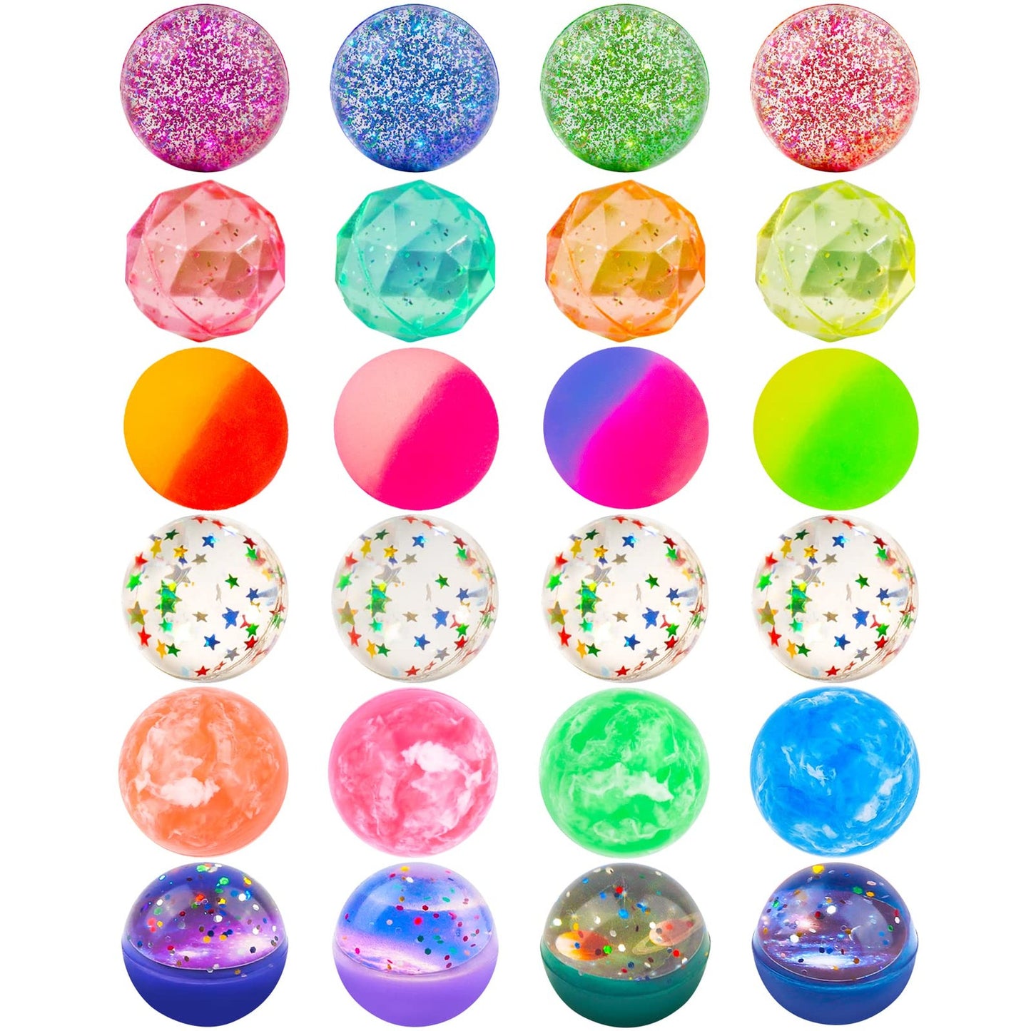 Bounce Blast Party Pack - 24 High Bouncing Balls in 6 Fun Styles for Kids Birthdays, Classroom Gifts, and Party Favors