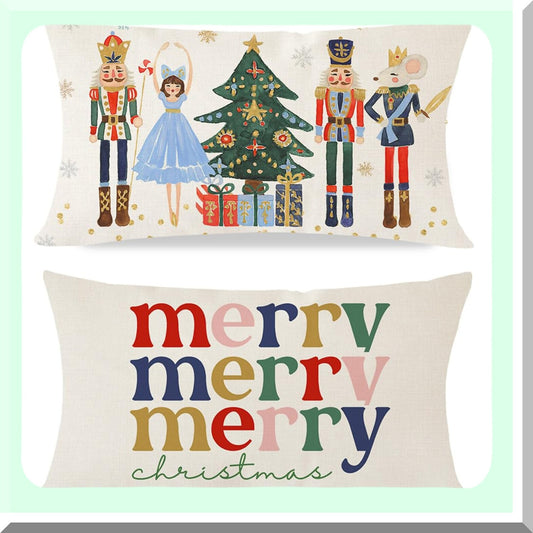 Holiday Cheer Pillow Covers Set of 2 for Living Room