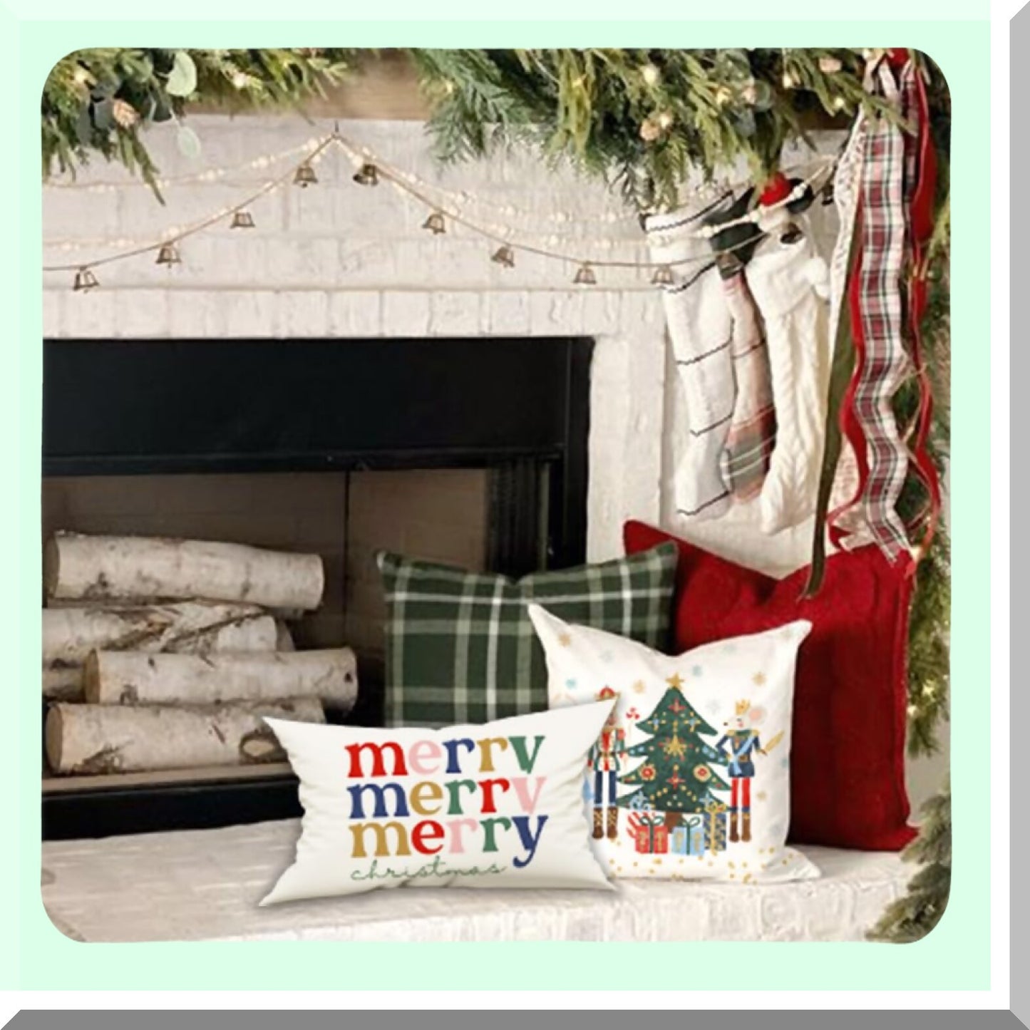 Holiday Cheer Pillow Covers - Set of 2 Nutcracker Merry Tree Decorations 12x20 Decorative Throw Cases for Living Room Couch. Add festive touch!