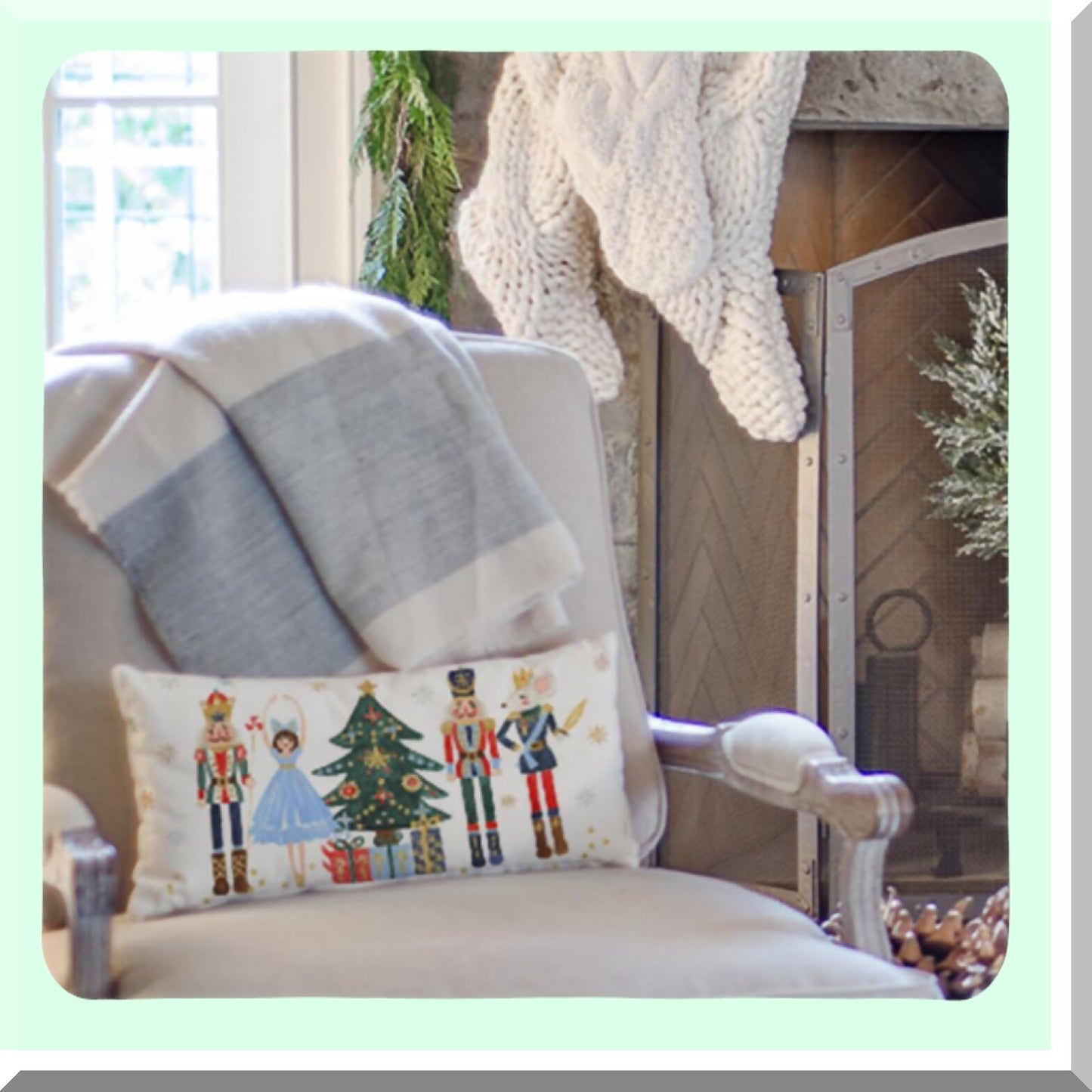 Holiday Cheer Pillow Covers - Set of 2 Nutcracker Merry Tree Decorations 12x20 Decorative Throw Cases for Living Room Couch. Add festive touch!