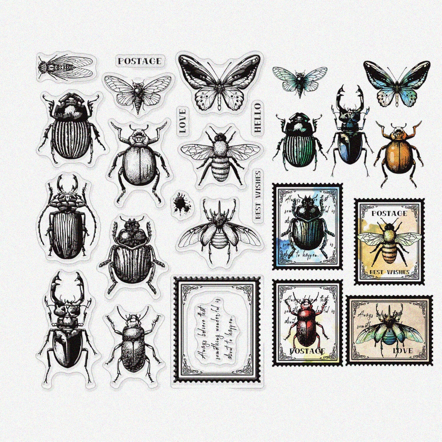 Butterflies Dragonfly Insect Clear Stamp Set
