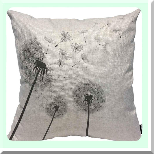 Monochrome Dandelion Square Pillowcase 20x20