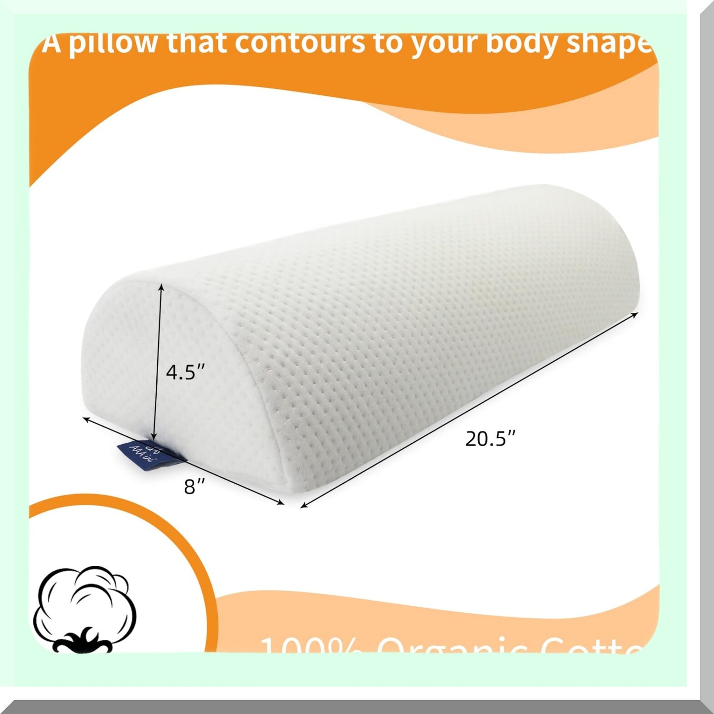 MemoryFoam Relief Knee Pillow - Lumbar Leg Wedge for Side Sleepers - Reducing Head Neck Spine Hip Pressure - Half Moon Bolster Leg Pillow