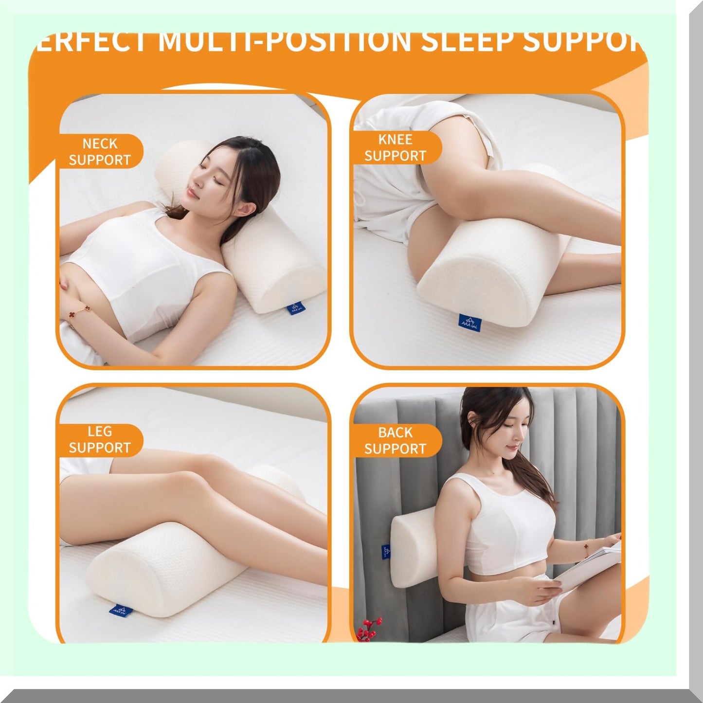 MemoryFoam Relief Knee Pillow - Lumbar Leg Wedge for Side Sleepers - Reducing Head Neck Spine Hip Pressure - Half Moon Bolster Leg Pillow