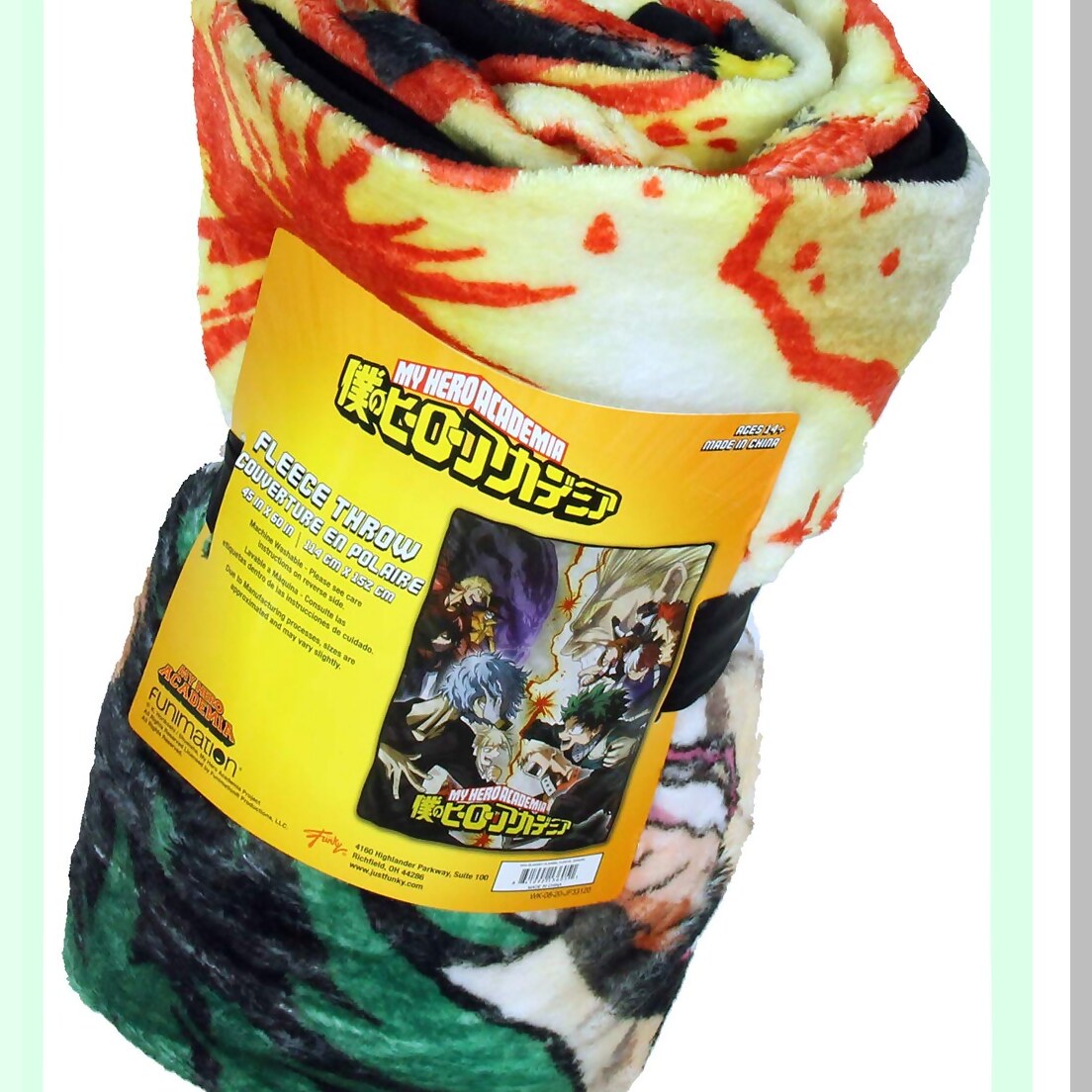 Heroic Clash: Anime Manga Student Heroes vs. Villains Super Plush Fleece Throw Blanket - Black, One Size