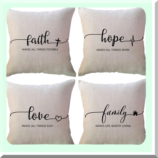 Faithful Words Decor Pillowcases 18x18 for family and hope